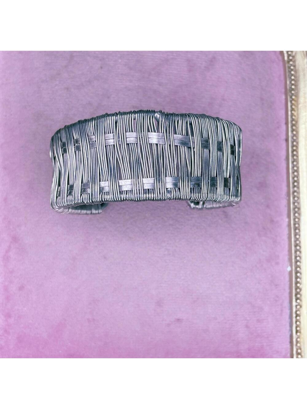 471. Artisan Silvertone Woven Wire Wrap Bracelet